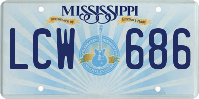 MS license plate LCW686