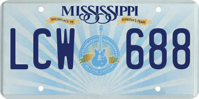 MS license plate LCW688
