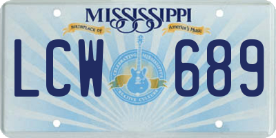 MS license plate LCW689