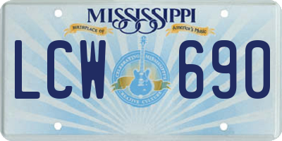 MS license plate LCW690