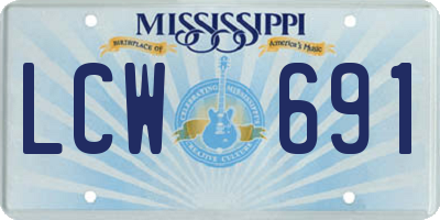 MS license plate LCW691