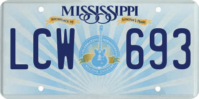 MS license plate LCW693