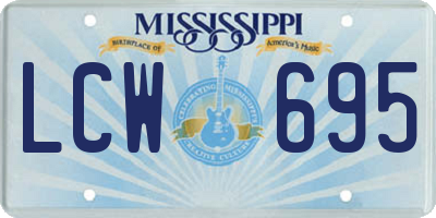 MS license plate LCW695