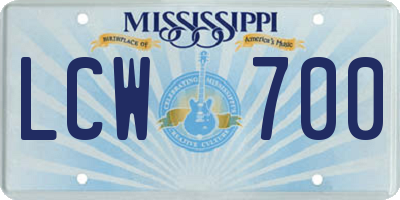 MS license plate LCW700