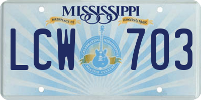 MS license plate LCW703