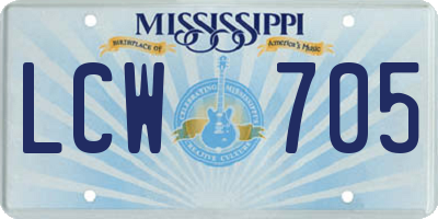 MS license plate LCW705