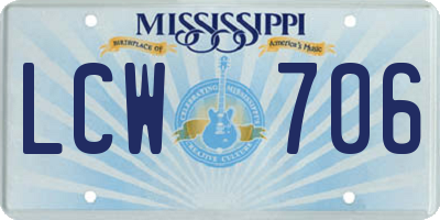 MS license plate LCW706