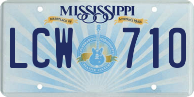 MS license plate LCW710