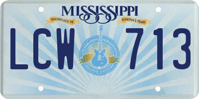 MS license plate LCW713