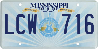 MS license plate LCW716