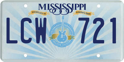 MS license plate LCW721