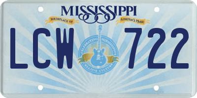 MS license plate LCW722