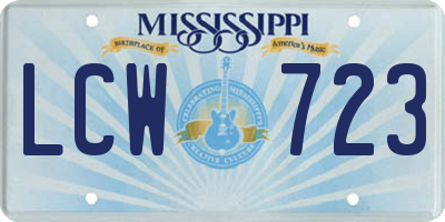 MS license plate LCW723