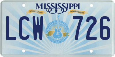 MS license plate LCW726