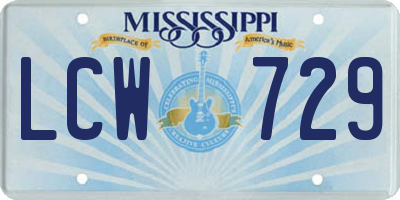MS license plate LCW729