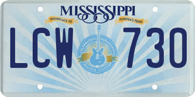MS license plate LCW730