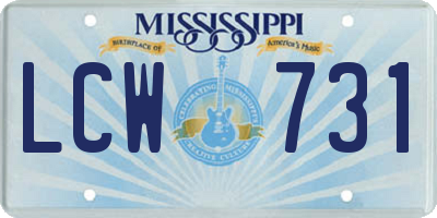 MS license plate LCW731