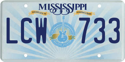 MS license plate LCW733