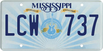 MS license plate LCW737