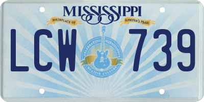 MS license plate LCW739