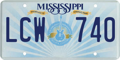 MS license plate LCW740