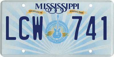 MS license plate LCW741