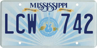 MS license plate LCW742