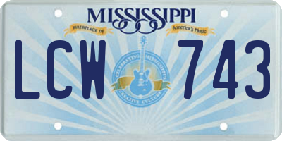 MS license plate LCW743