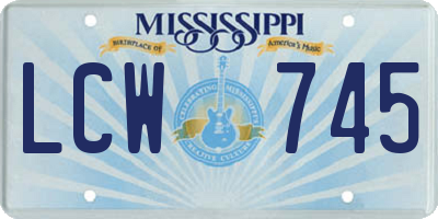 MS license plate LCW745