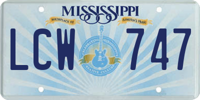 MS license plate LCW747