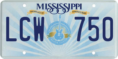 MS license plate LCW750