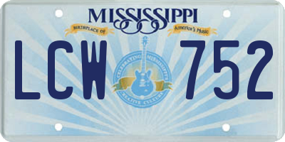 MS license plate LCW752
