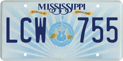 MS license plate LCW755