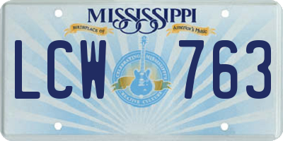 MS license plate LCW763