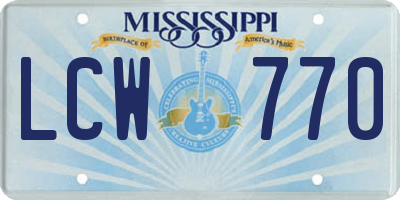 MS license plate LCW770