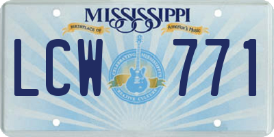 MS license plate LCW771