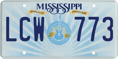 MS license plate LCW773