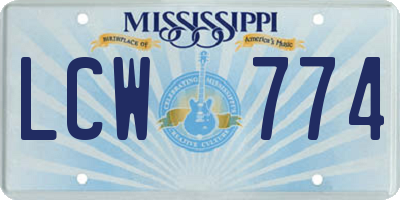 MS license plate LCW774
