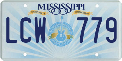 MS license plate LCW779