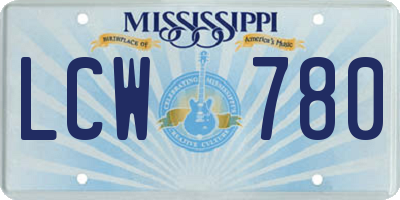 MS license plate LCW780