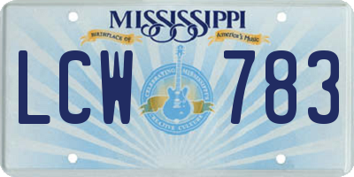 MS license plate LCW783