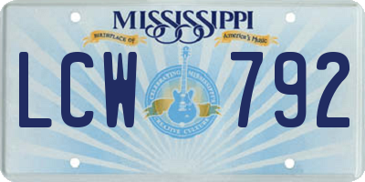 MS license plate LCW792
