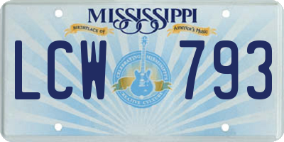MS license plate LCW793