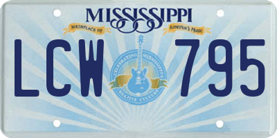 MS license plate LCW795