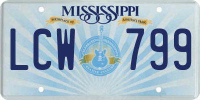 MS license plate LCW799