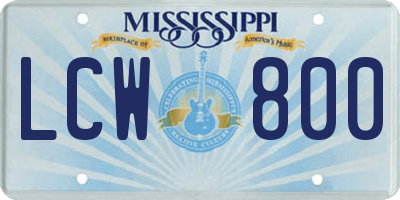 MS license plate LCW800
