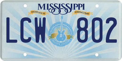 MS license plate LCW802