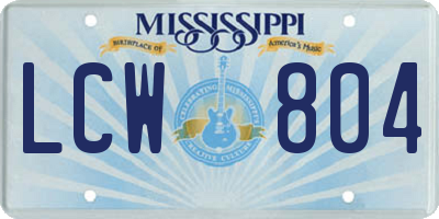 MS license plate LCW804