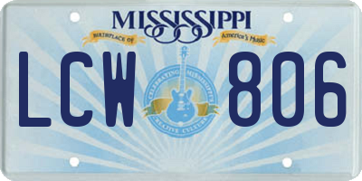 MS license plate LCW806