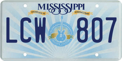MS license plate LCW807
